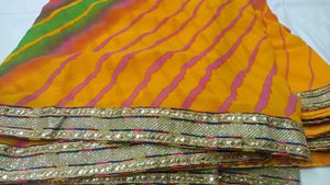 Vibrant Striped Yellow Saree