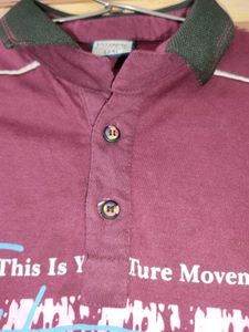 Men's Maroon Graphic Polo T-Shirt | Size 34 |