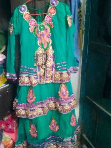 Teal Embellished Indian Dress