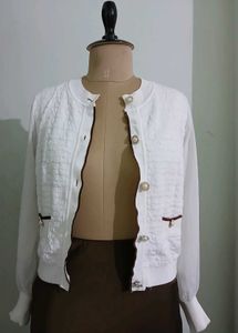 Elegant White Knit Cardigan