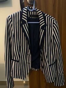 Striped Navy and White Blazer