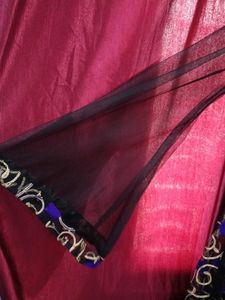 Black &amp; Purple Embroidered Anarkali Gown