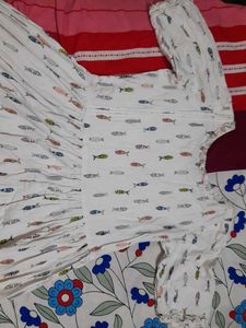 Cute Fish Print White kurti