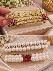 Elegant Gold & Pearl Hair Clips Set