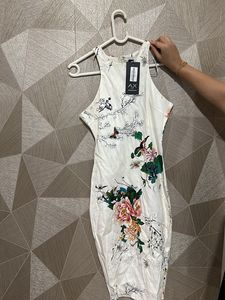 Cut In Japanese Floral midi Dress
