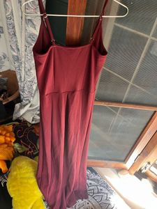 Maroon Spaghetti Strap Maxi Dress
