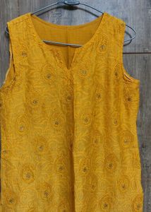 Yellow Embroidered Kurti