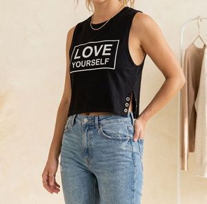 Black "LOVE YOURSELF" Crop Top