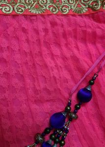 Vibrant Pink Net Lehenga Chunni Blouse