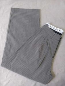 Grey Pinstripe Wide Leg Pants