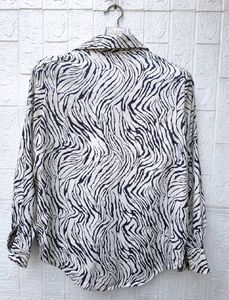Korean Pintrest Stylish Zebra Print Button-Up Shir