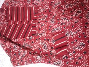 Maroon Printed Cotton Kurta