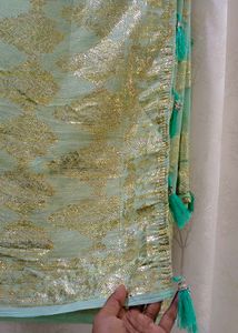 Unused Unstitched Elegant Mint Green Saree