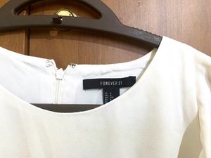 FOREVER 21 White Ruffle Armhole Top