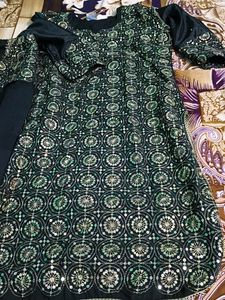 Embellished Black Kurta Set