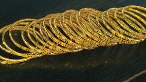 set of 24 Gold Tone glass  Bangles refined