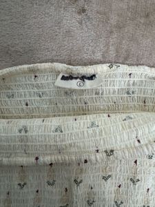 Cream Candle Print Smocked Tube Top