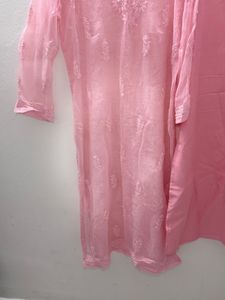 Pink Chikan Kurta With Inner