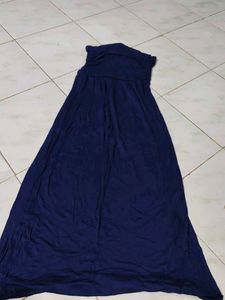 Navy Blue Strapless Maxi Dress