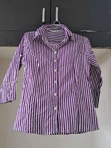 Purple Striped fitted  Button-Down Shirt