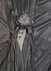 Black Sheer Vest with Floral Detail