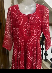 Red Bandhani Print Kurta with Palazzo