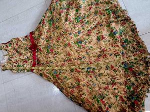Floral Girls Dress with Red Belt