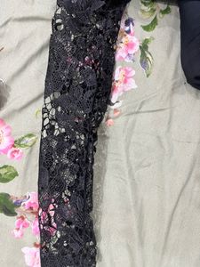Black Gown With Blue Belt Look