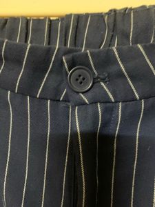 Navy Pinstripe Wide Leg Pants