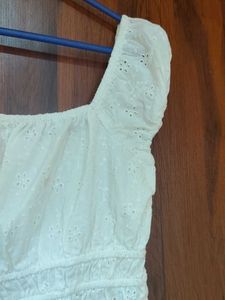 White Eyelet Puff Sleeve Top