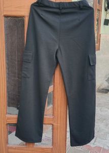 Black wide leg Cargo trouser