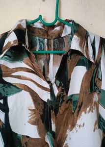 Abstract Print Midi Shirt Dress