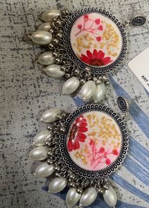 Floral White Jhumka Earrings