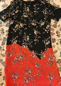 Branded Floral Print Knee-Length Dress