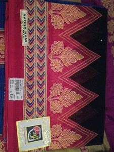 Elegant Red and Black Saree with Intricate Design