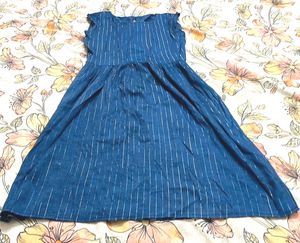 Blue Striped A-Line Dress