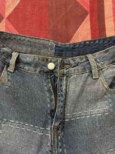 Patchwork Distressed Denim Jeans