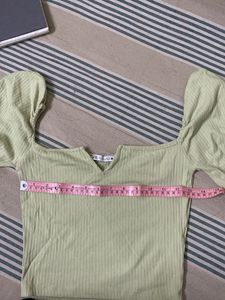 Green Ribbed Top