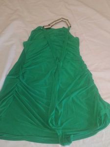 Green Halter Neck Ruched Dress