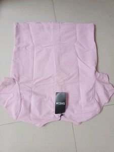 Branded Pink Button-Up Crop Top