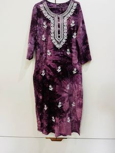 Stylish chikankari Embroidered Tie-Dye Kurta