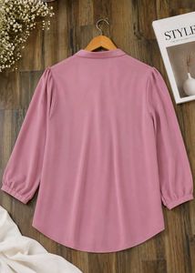 Elegant Pink Tie-Neck Puff Sleeve Top