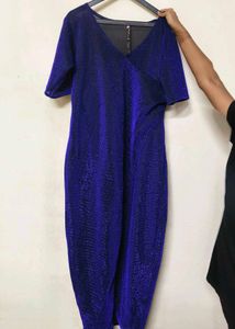 Sparkly Blue V-Neck Dress