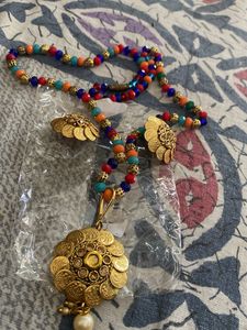 Boho Beaded Necklace and Earring Set