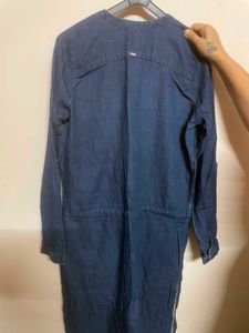 Denim Midi Dress with Tie Waist