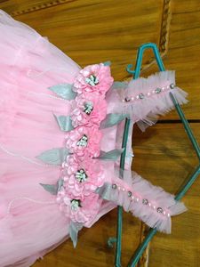 Pink Floral Tulle Dress