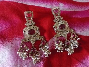 Exquisite Ruby and Pearl Earrings