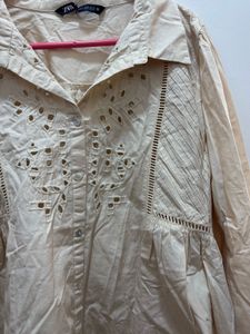 Zara Schiffli Cut Out Detain Dress (mini) size XL