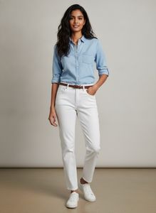 H & M  White Straight Leg Pants
