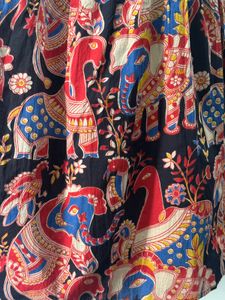 Boho Elephant Print Maxi Skirt with Slit